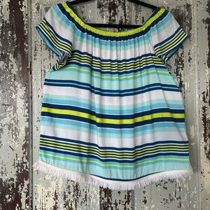 Southern Tide Blue and Yellow Striped Blouse